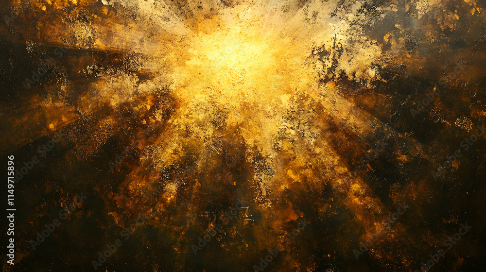 Aufkleber abstract background featuring a burst of golden light rays and dark shadows, with textured patterns 