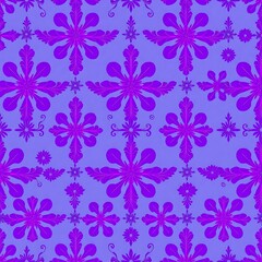 Fototapeta premium Purple Floral Pattern: A captivating seamless pattern featuring a delicate arrangement of vibrant purple flowers on a soft purple background.