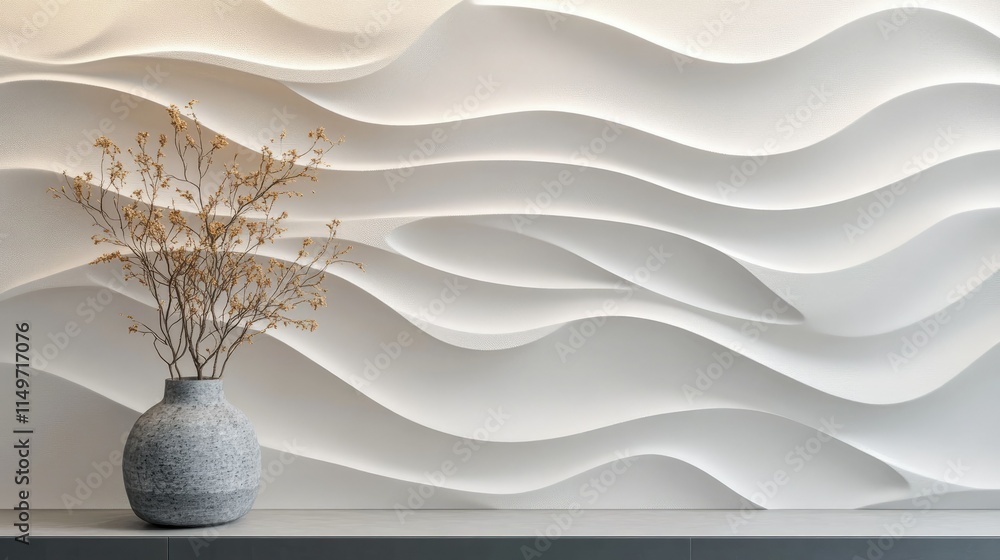 Poster wavy abstract white design with a 3d effect, blending texture and light for a modern look.