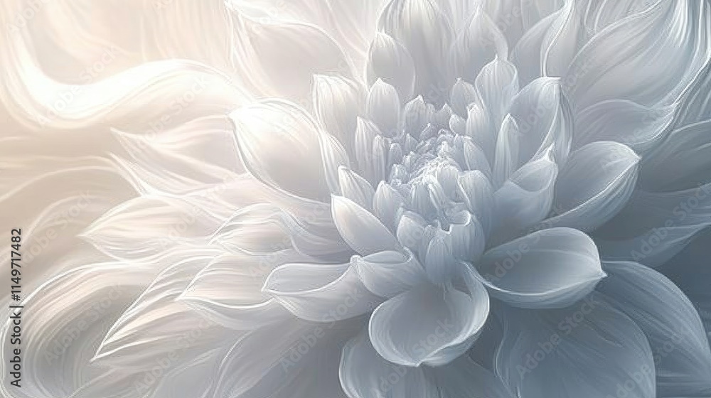 Poster a 3d flower pattern wallpaper with light steam curling around it, offering a soothing atmosphere wit