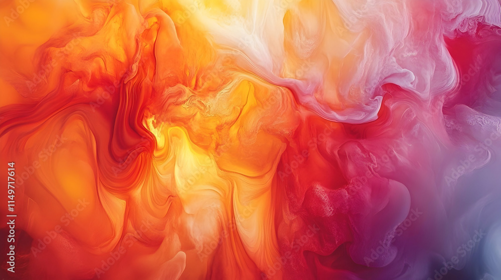 Poster abstract background with swirling vibrant colors of red, orange, and yellow blending into each other