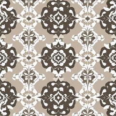 Obraz premium Elegant Damask Pattern in Beige and Brown 