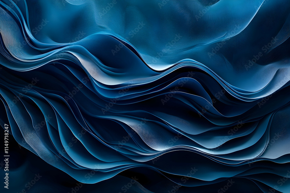 Aufkleber abstract blue waves with minimal tech wavy lines, creating a futuristic and elegant backdrop for bus