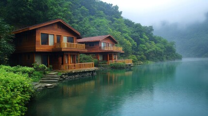 Misty Morning Lakeside Cabins