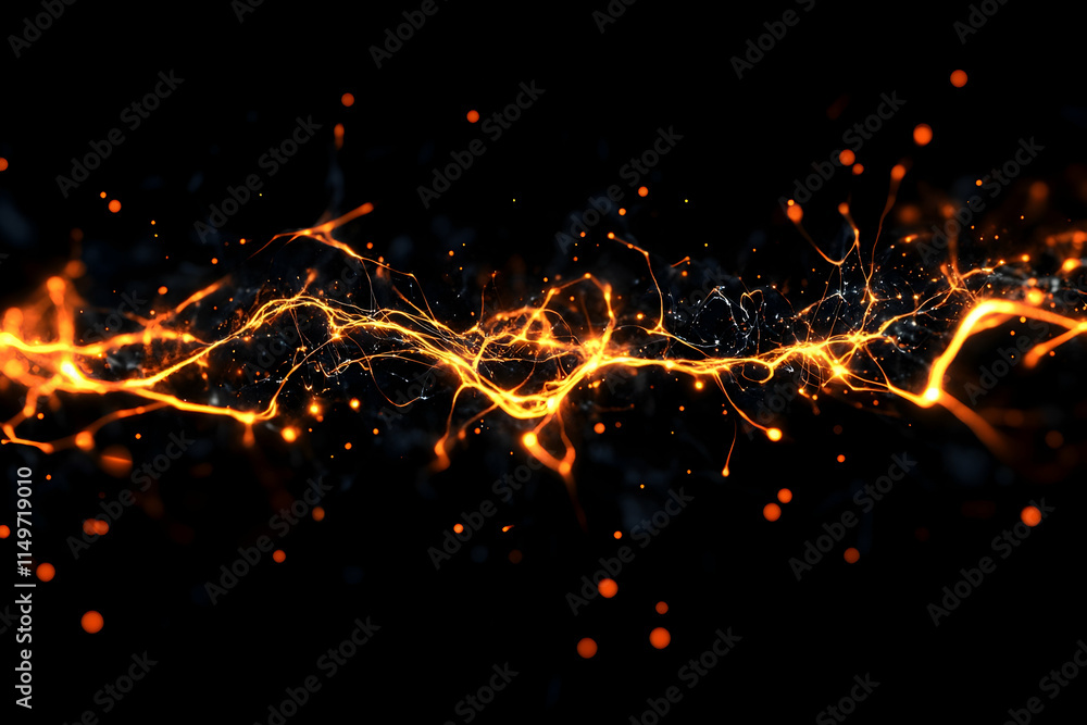 Poster abstract energy flow with glowing lines and sparks, creating a sense of movement and vitality, ideal