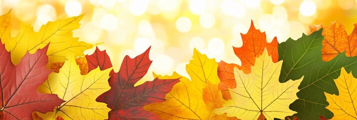 Obraz premium Vibrant Autumn Maple Leaves Background Image