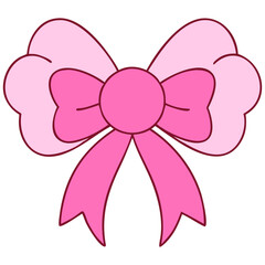 Cute pink bow with layered design and ribbon tails, perfect for decoration