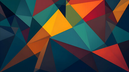 Obraz premium Abstract Geometric Background with Vibrant Triangles and Dark Blue Base 