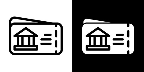 museum ticket line and glyph icon, outline and glyph vector sign, linear and glyph style pictogram isolated on white and black. travel Symbol, logo,icon, illustration