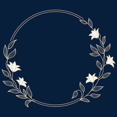 Circle frame of flowers and leaves. for wedding cards, birthday card
