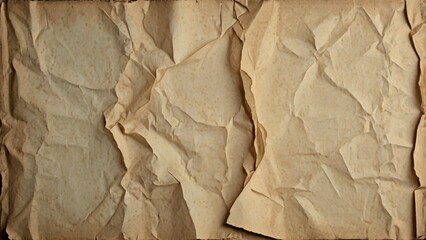 Crumpled brown paper texture with deep folds, Paper Texture.