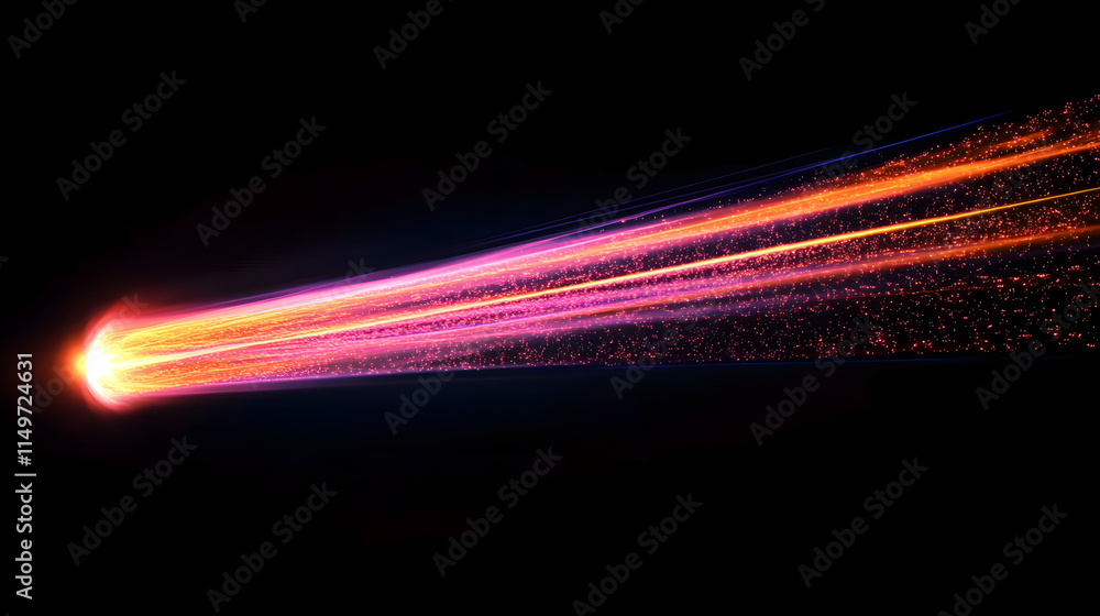 Poster laser beams luminous abstract sparkling isolated on a transparent background. trails of light left b