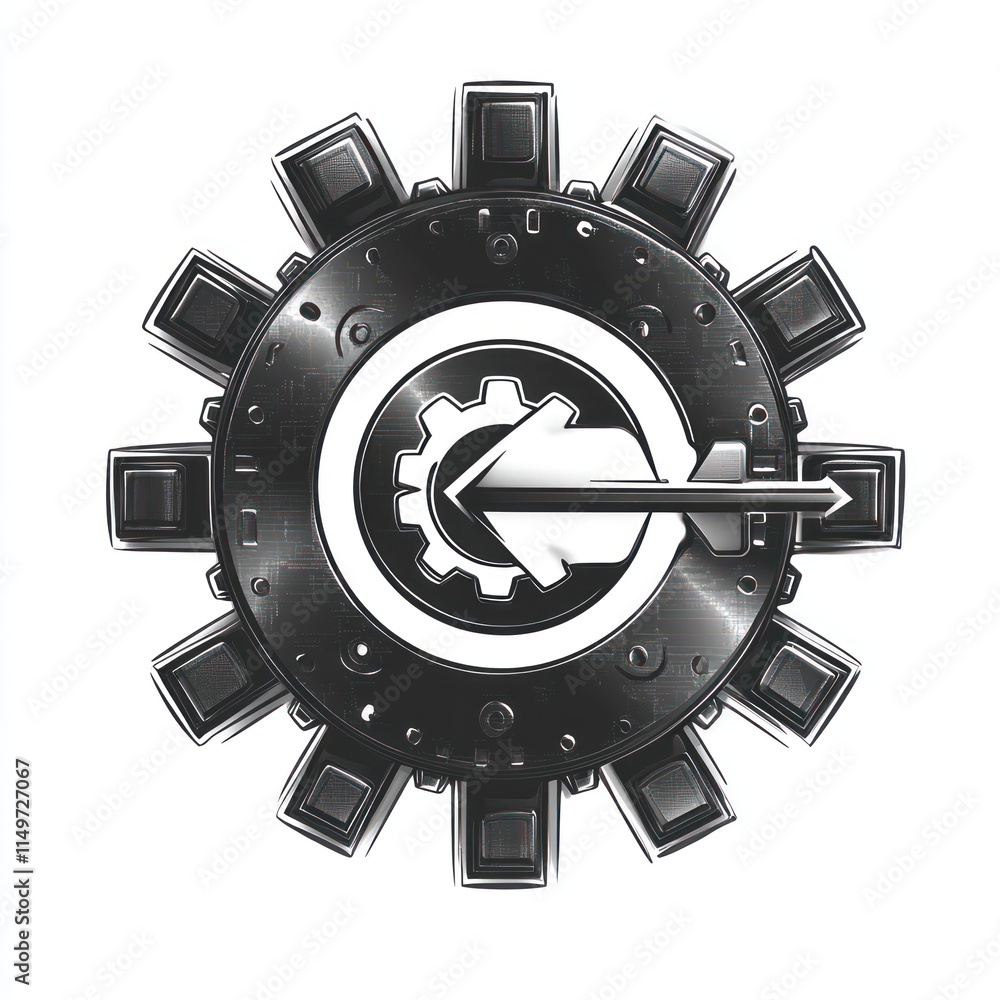 Poster abstract gear mechanism showing process transition