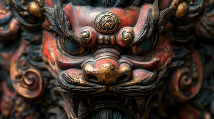 Fototapeta premium Intricate Asian Dragon Statue Closeup