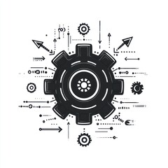 Obraz premium Abstract Gear Mechanism Representing System Integration