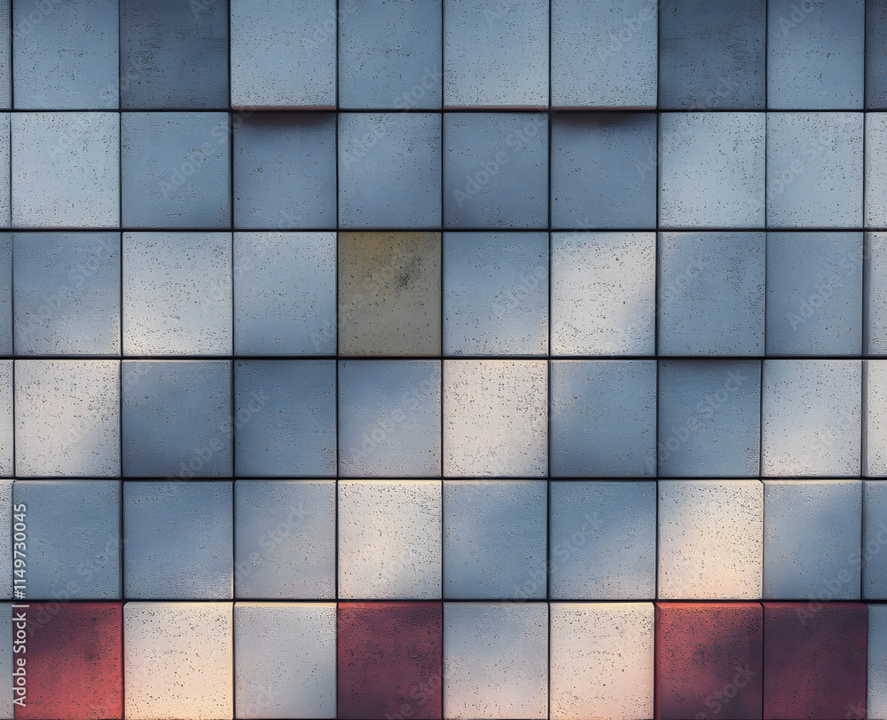 Poster wall made with concrete blocks - seamless pattern concept useful for renderings applications