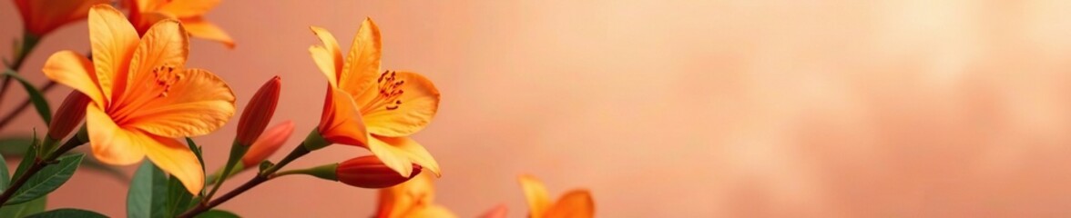Obraz premium Aromatic orange blossoms in full bloom against a soft shade background, floral arrangement, blossoms, garden