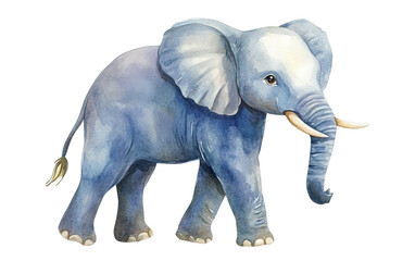 Fototapeta premium Adorable watercolor elephant on transparent or white background,png