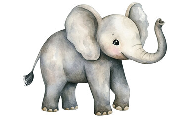 Obraz premium Adorable watercolor elephant on transparent or white background,png
