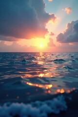 Obraz premium Atmospheric oceanic landscape with blurred light, ocean scenery, peaceful waters