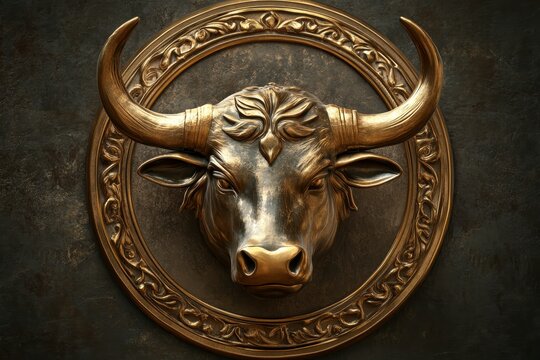 Astrological representation of the taurus zodiac sign with emblematic design and symbolism