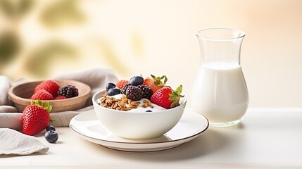Breakfast Bowl with Yogurt, Granola, and Berries