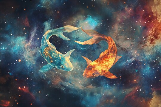 Cosmic nebula background featuring pisces zodiac sign  exploring astrology and esoteric horoscopes