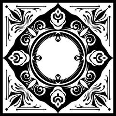 A vintage frame illustration element. Floral symmetry border. Fit for banner, background, merchandise. Vector Eps 10.