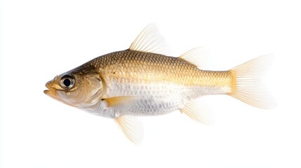 Fototapeta premium Freshwater fish isolated on white background. High-resolution image of a single fish.