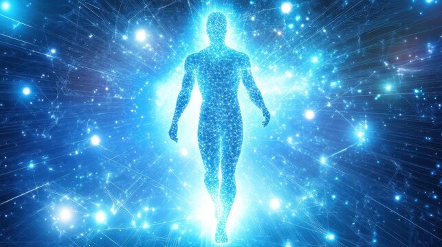Luminous Human Form, Energy, and Connection.