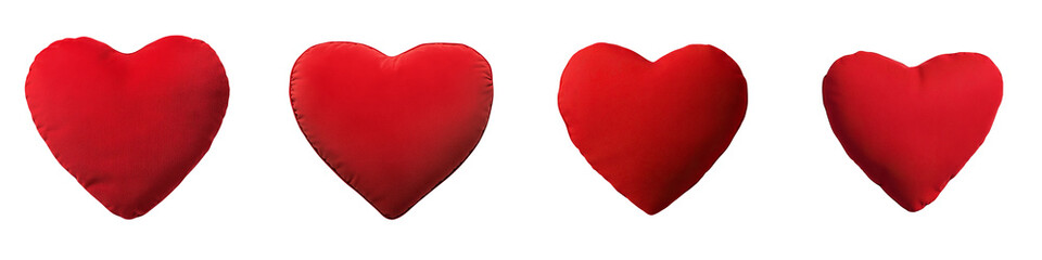 Fototapeta premium Four vibrant red hearts are displayed in a row, symbolizing love and affection.