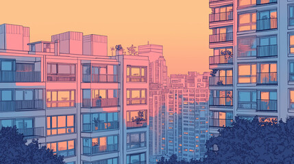 city skyline, city skyscrapers, building at night,  city at Twilight