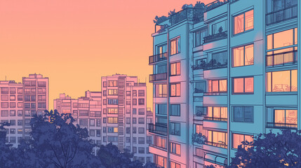 city skyline, city skyscrapers, building at night,  city at Twilight