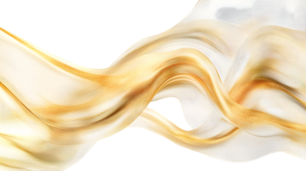 Abstract golden wavy textures with soft gradients, creating a luxurious and modern artistic design. Isolated on white background