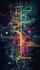 Intricate subway map illustrating the complex workflow of digital marketing strategies