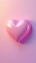A beautiful pastel colored background with a shiny plastic heart in soft peach and light lavender hues, plastic heart, pastel colors