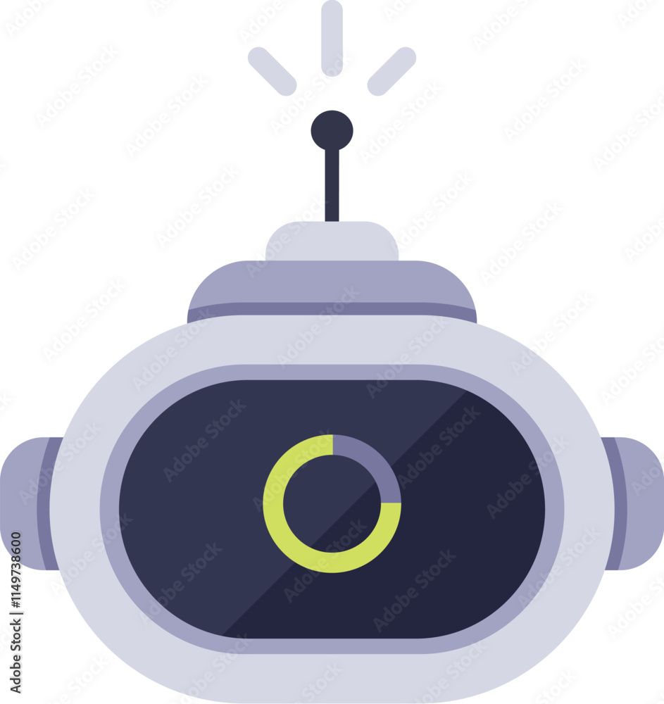 Poster robot is showing loading status on its screen displaying a progress bar with an antenna transmitting
