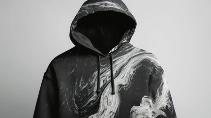 Stylish Black and White Marble Hoodie Mockup.