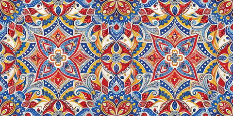 Colorful floral mandala pattern featuring intricate designs and vibrant colors.