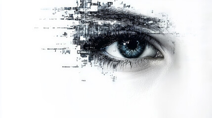 A striking digital artwork enhanced with Dolby Vision, showcasing intricate digital glitch effects and interlacing post stamps.  Generative AI