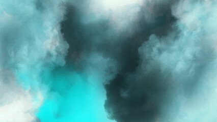 Light blue cloud effect texture background. Grunge tint, light blue and black watercolor background. 