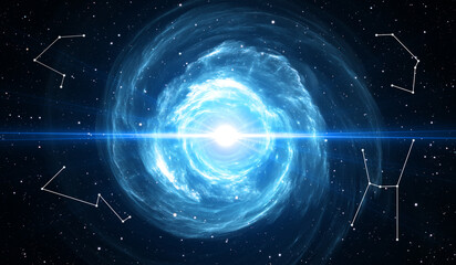 Time warp, traveling in space. SpaceTime traveling concept. Physical science. 3D illustration