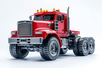 Fototapeta premium Red Semi trailer Truck Isolated. 3D rendering