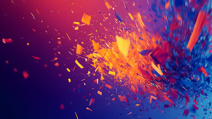 Bold, colorful abstract background with vibrant splashes of red, orange, and blue, giving the impression of an energetic burst of creativity and movement