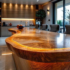 A large wooden table in a modern office generative AI