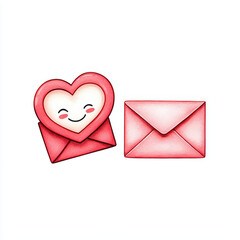 Cute heart shaped envelope and regular envelope in pink tones. Perfect for expressing love and affection