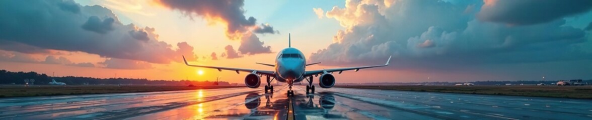 Aircraft with airport ground equipment on runway, aircraft, ground equipment, airplane