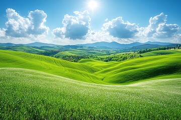 Obraz premium Lush Tuscan Hillscape on a Sunny Spring Day