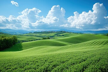 Naklejka premium Picturesque Tuscan Hills Under a Sunny Sky