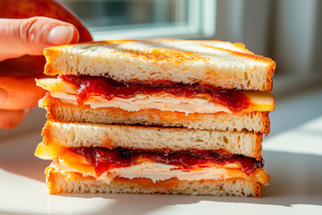 Triple-Decker Turkey and Preserve Sandwich